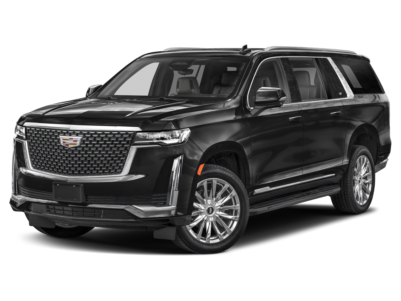 2024 Cadillac Escalade ESV Luxury in Black Raven — front three-quarter view