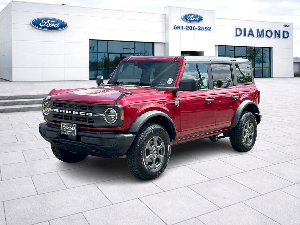 2025 Ford Bronco Big Bend in Ruby Red Metallic — front three-quarter view