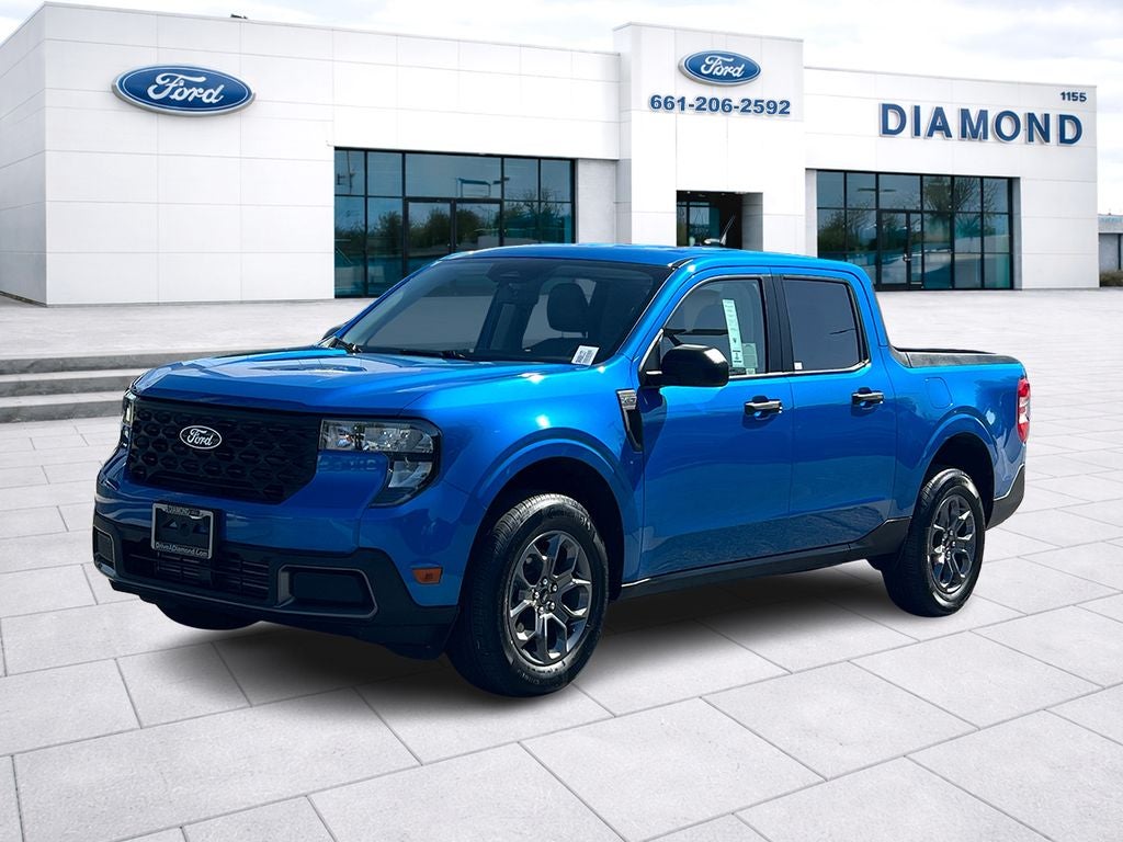 2025 Ford Maverick XLT in Blue — front three-quarter view
