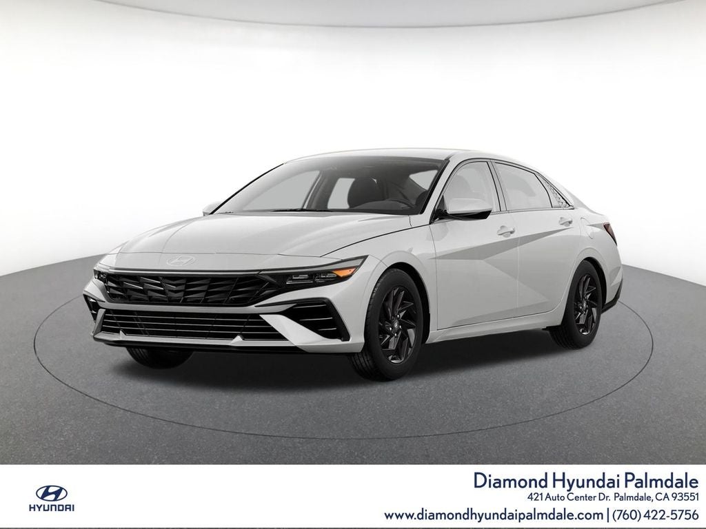 2024 Hyundai Elantra SEL in Serenity White — front three-quarter view