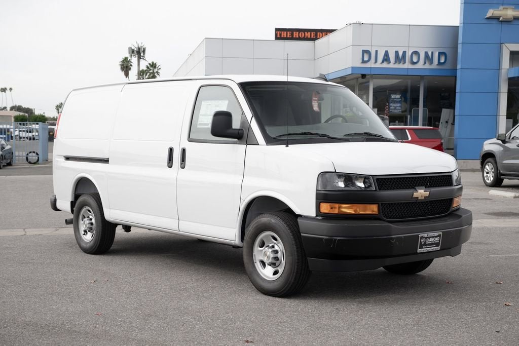 2025 Chevrolet Express Cargo WT in Summit White — front three-quarter view