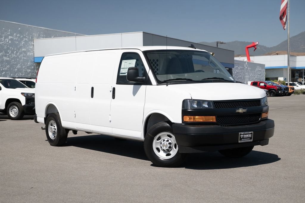 2025 Chevrolet Express Cargo WT in Summit White — front three-quarter view