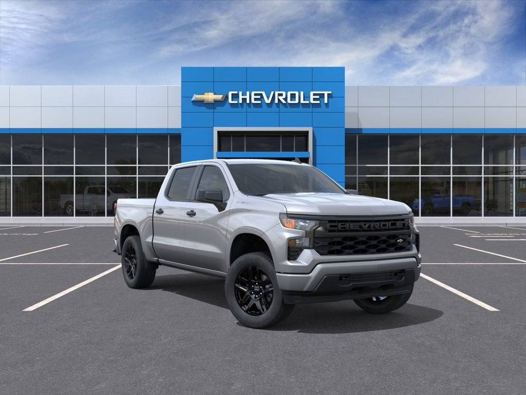 2026 Chevrolet Silverado 1500 Custom in Sterling Gray Metallic — front three-quarter view