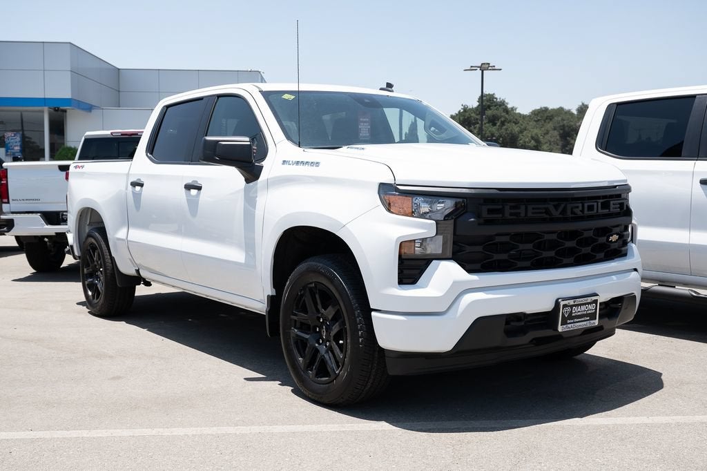 2026 Chevrolet Silverado 1500 Custom in Summit White — front three-quarter view
