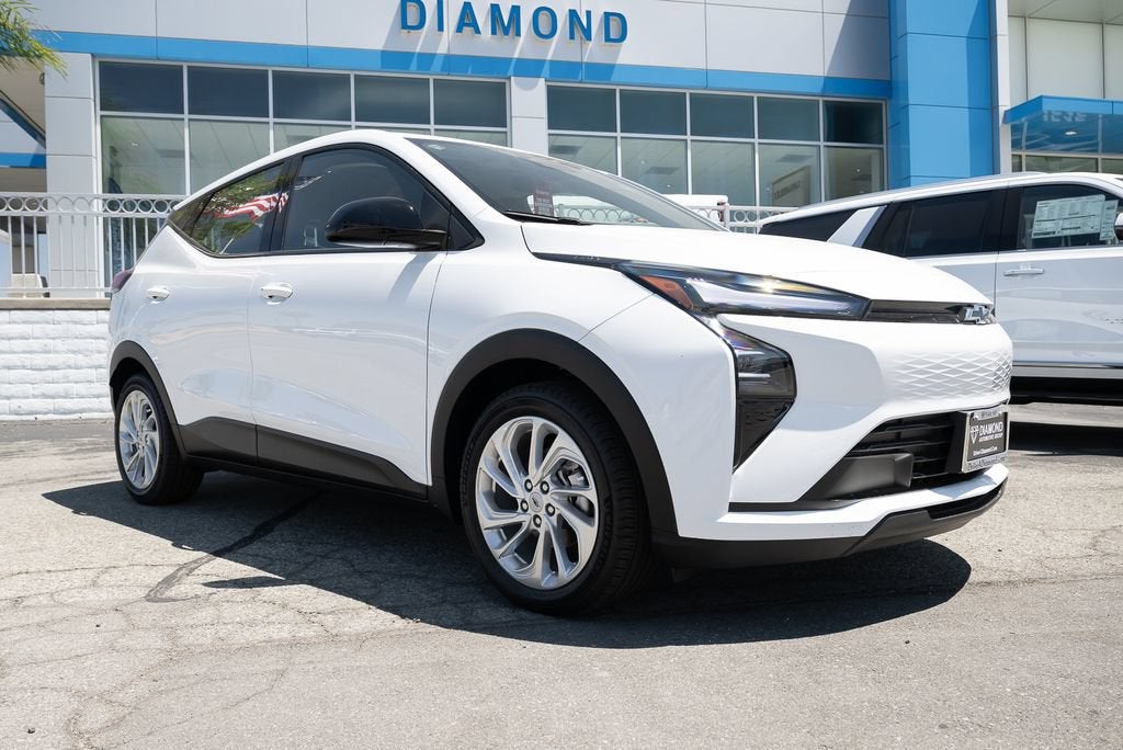 2027 Chevrolet Bolt LT in Summit White — front three-quarter view