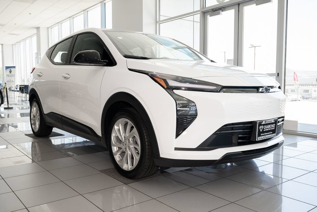 2027 Chevrolet Bolt LT in Summit White — front three-quarter view