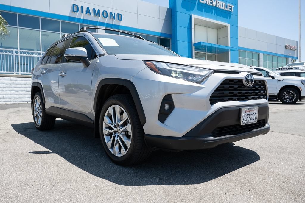 2022 Toyota RAV4 XLE Premium in Silver Sky Metallic — front three-quarter view