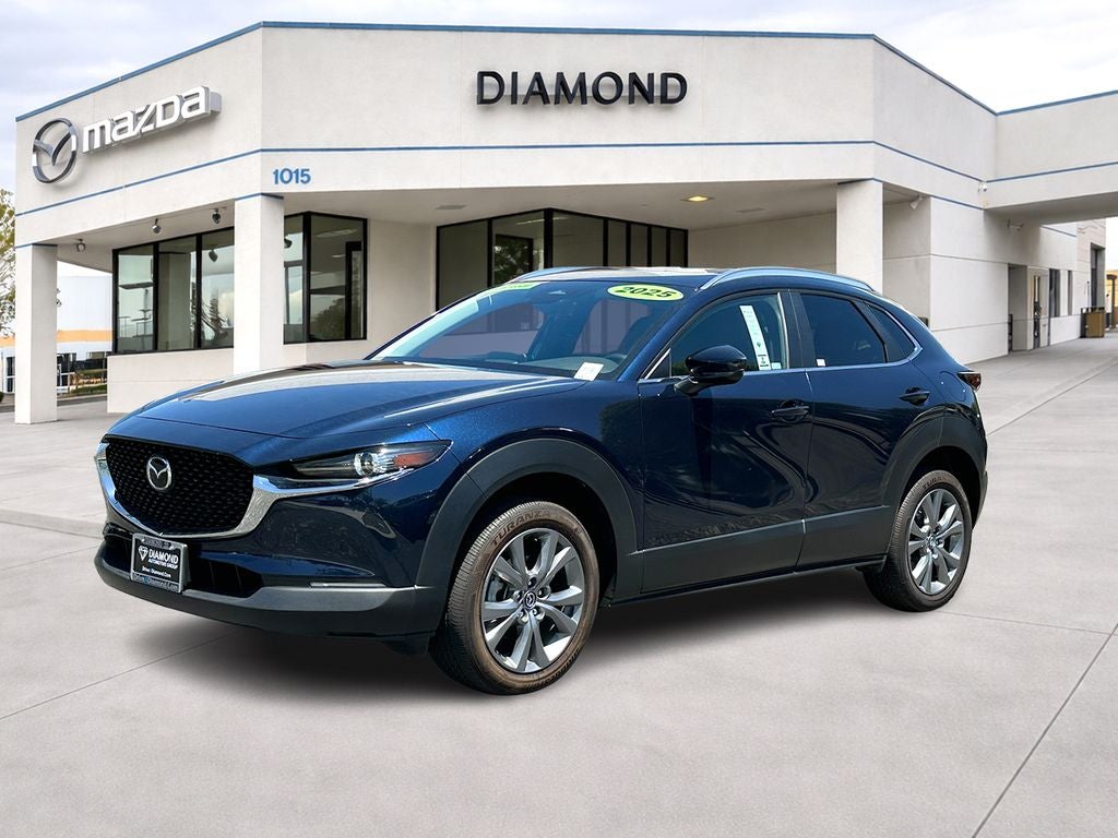 2025 Mazda Mazda CX-30 2.5 S Preferred Package AWD in Deep Crystal Blue Mica — front three-quarter view