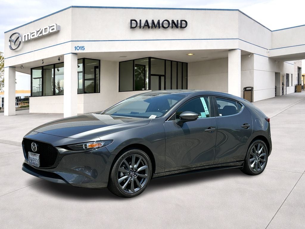 2025 Mazda Mazda3 2.5 S Preferred Package in Machine Gray Metallic — front three-quarter view